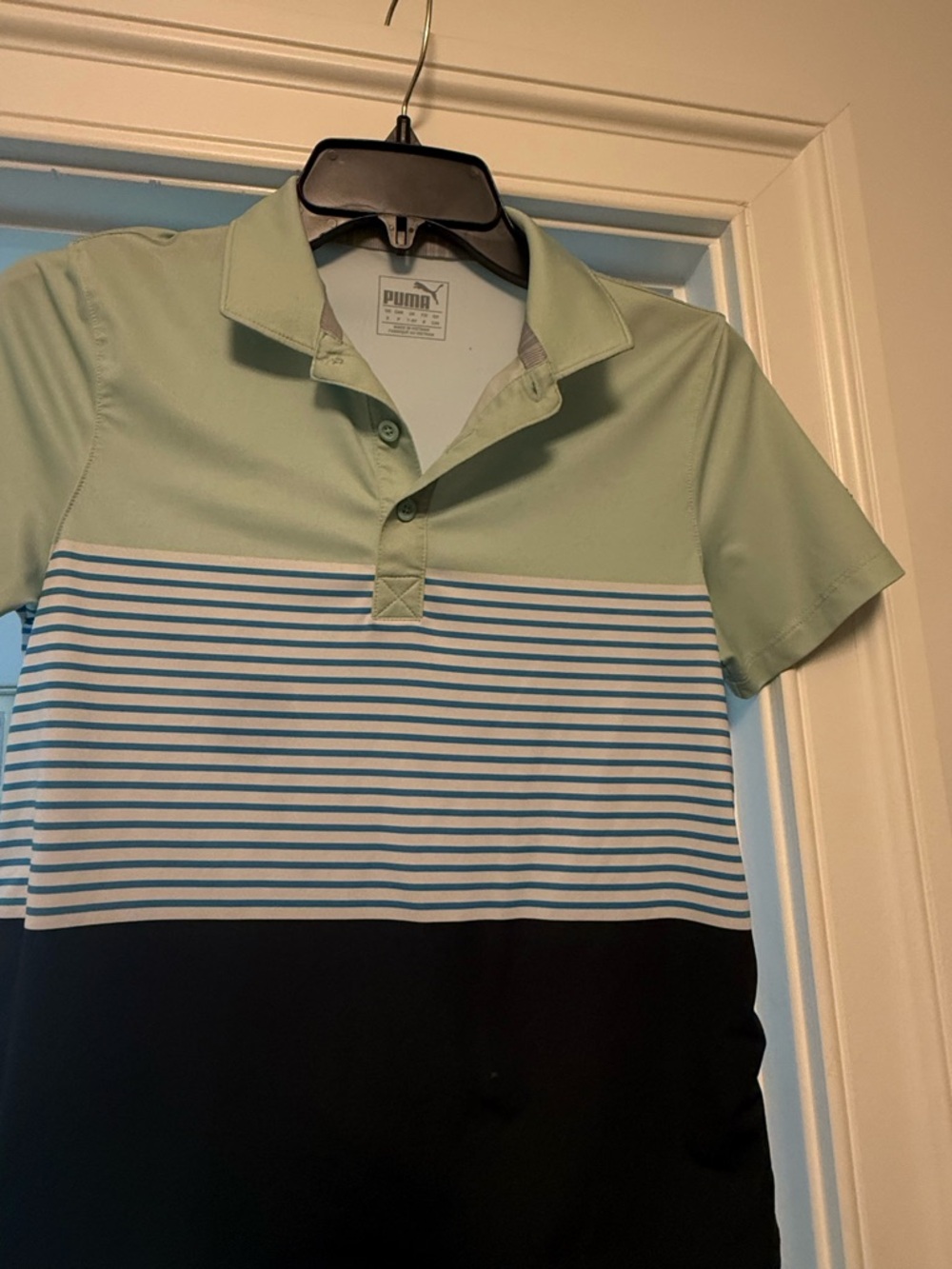 Puma Light Mint Green Polo with Navy Trim